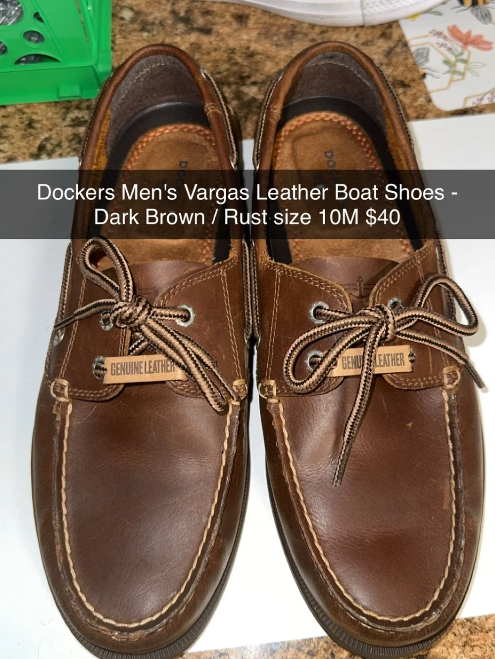 Dockers Brown Leather Boat Shoes with Contrast Laces
